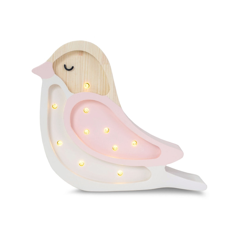 LED Kinderlampe &#039;Vogel&#039; rosa/creme 20cm dimmbar