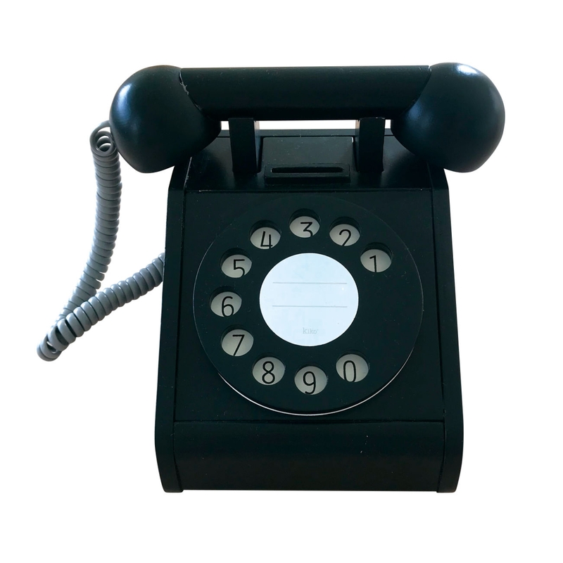 Telefon mit Wählscheibe Holz schwarz ab 3 Jahren