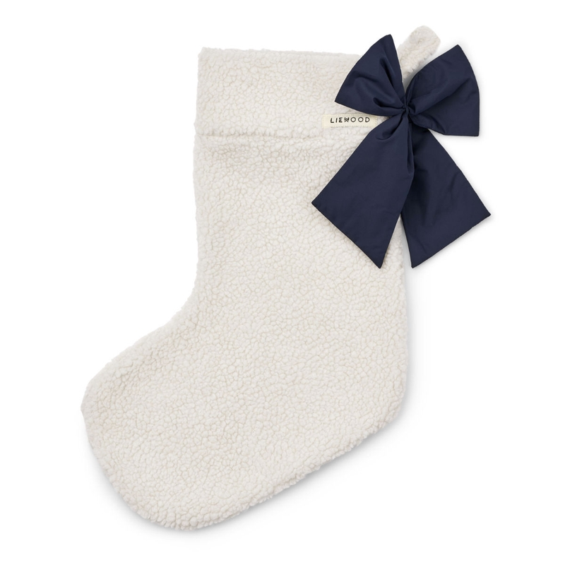 XL Nikolausstiefel Teddy creme/navy 45cm