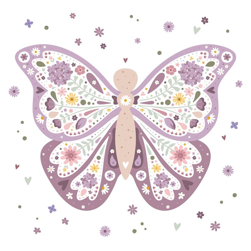 Wandsticker aus Stoff &#039;Schmetterling&#039; lila 54cm