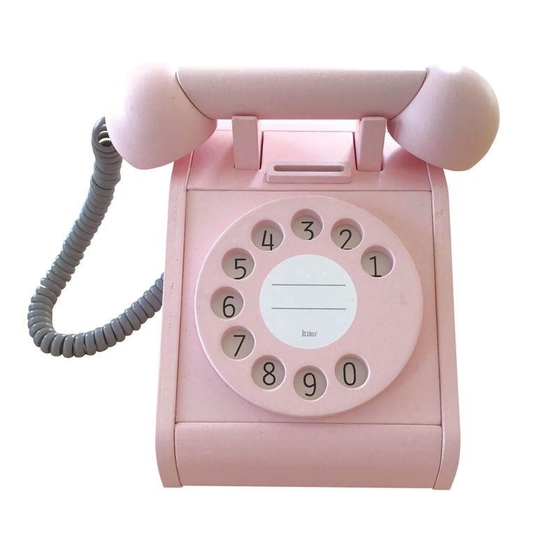 Telefon mit Wählscheibe Holz rosa ab 3 Jahren