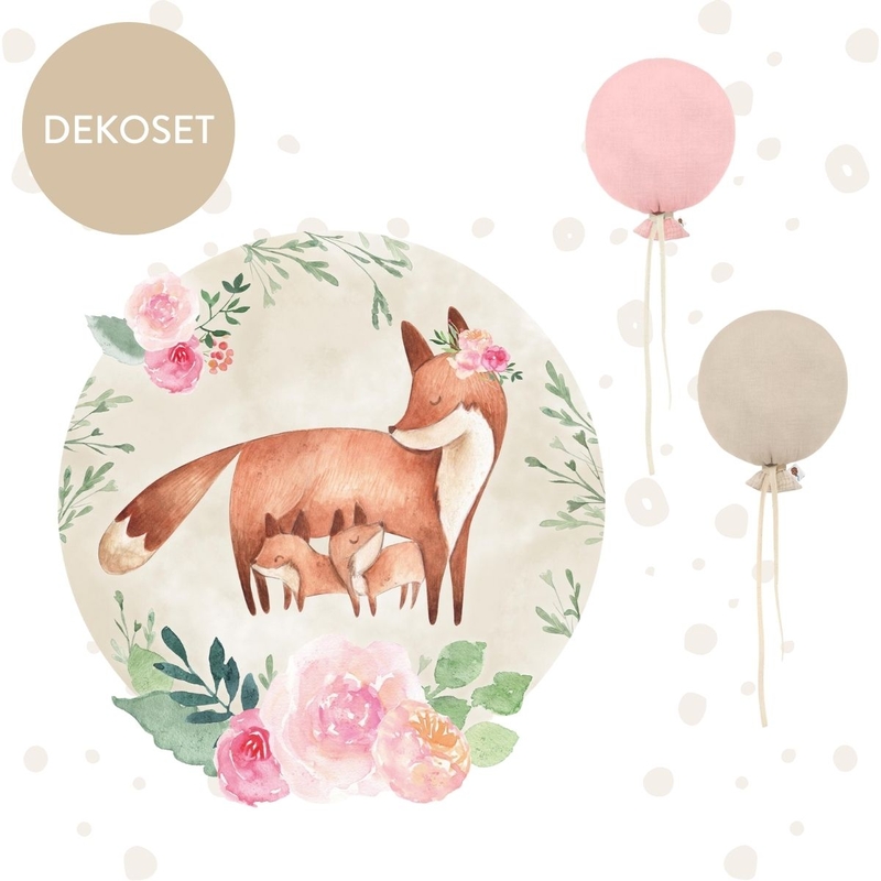 Dekoset beige/rosa mit Wandtattoo &amp; Luftballons