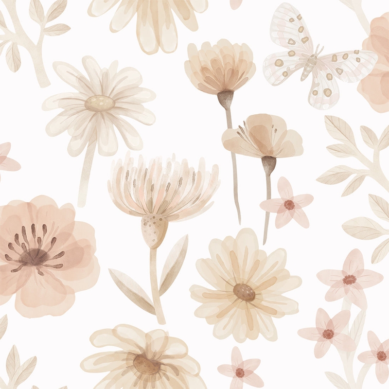 Vliestapete Blumen &#039;Meadow&#039; beige