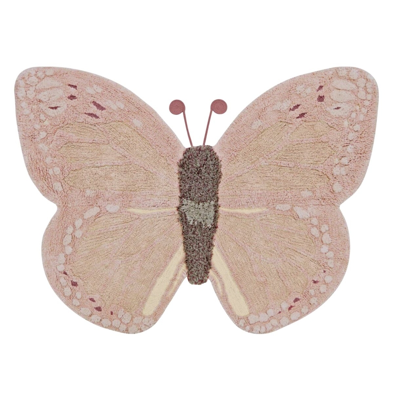 Teppich Schmetterling waschbar altrosa 90x120cm