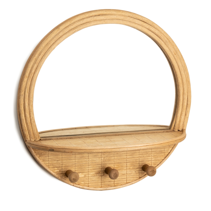 Spiegel &amp; Garderobe &#039;Maja&#039; Rattan 40cm