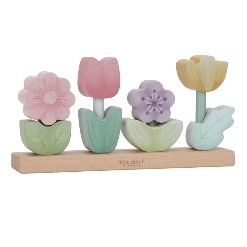 Steckspiel &#039;Blumen&#039; Holz rosa/grün ab 1 Jahr