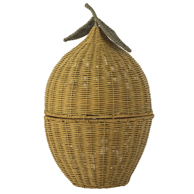 Korb mit Deckel &#039;Zitrone&#039; Rattan gelb 50cm