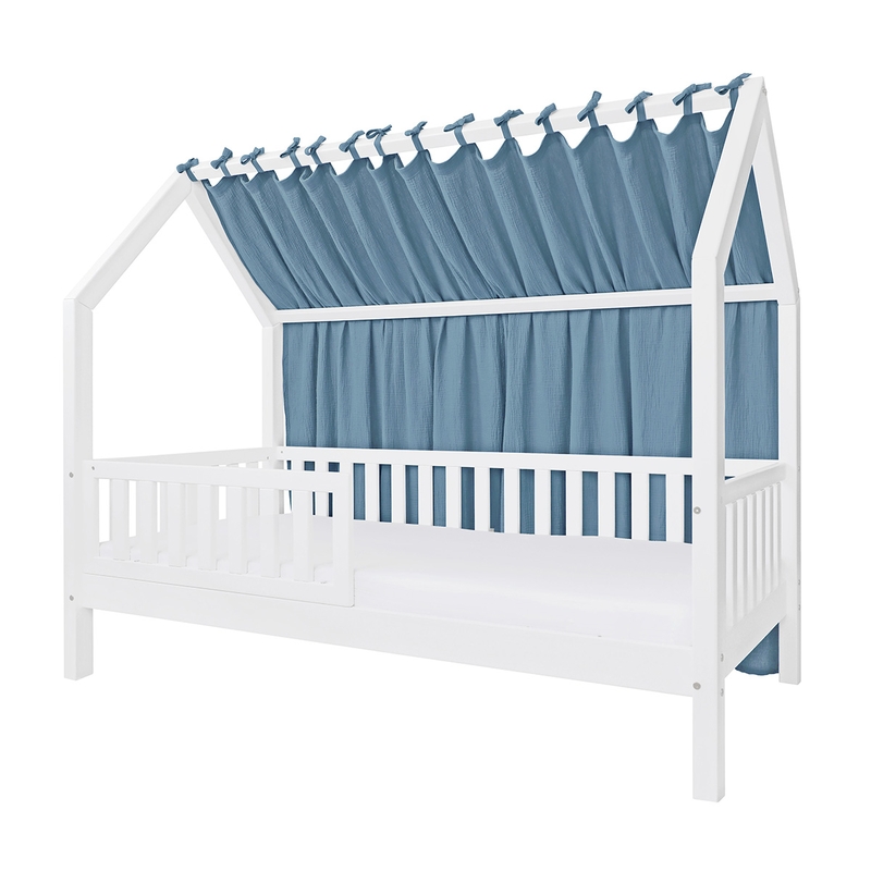 Hausbett-Himmel Musselin rauchblau 155cm