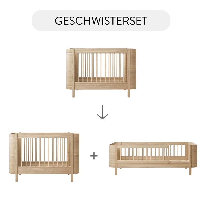 Umbauset &#039;Mini+&#039; - Geschwisterset Babybett Eiche