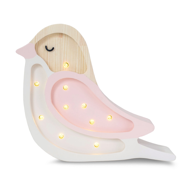 LED Kinderlampe &#039;Vogel&#039; rosa/creme 20cm dimmbar