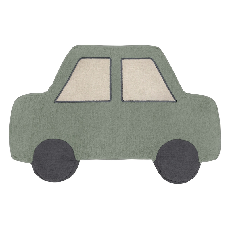 Kissen &#039;Auto&#039; mit Applikation khaki 40cm