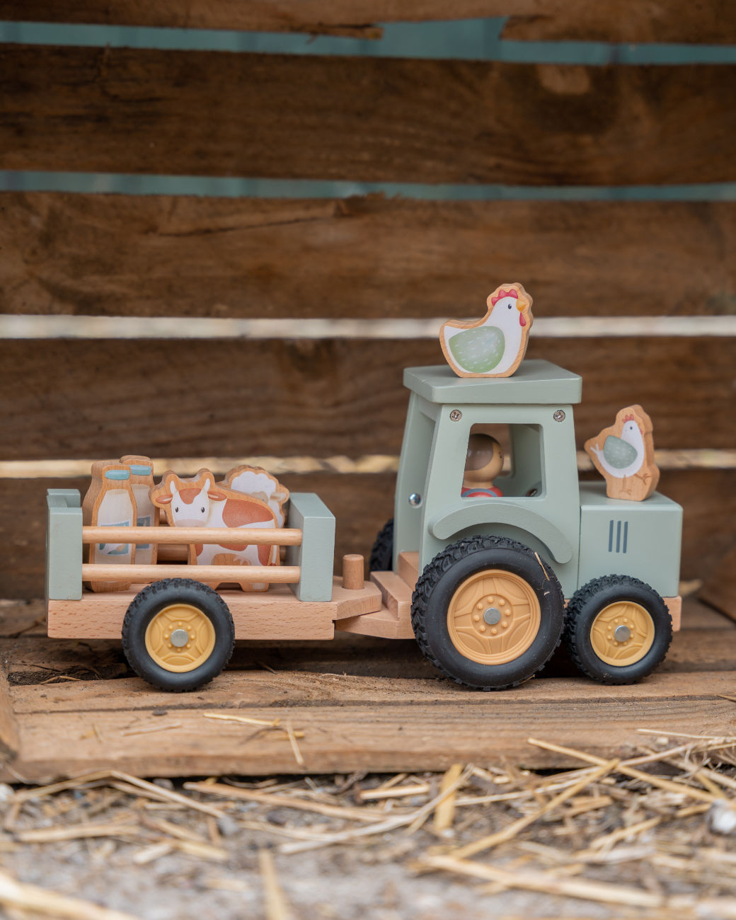 Little Dutch Traktor mit Anhänger aus Holz ab 1 Jahr online kaufen
