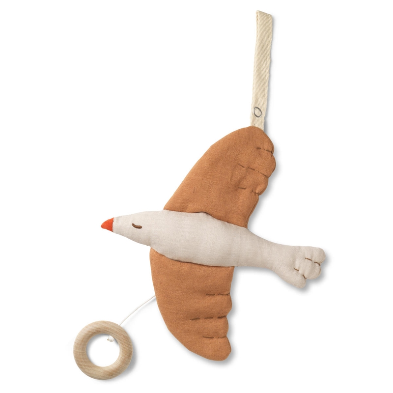 Spieluhr Singvogel Leinen creme/braun 22cm