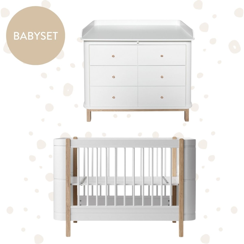 Möbelset mit Babybett Mini+ &amp; Wickelkommode