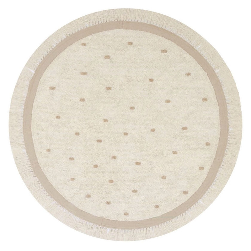 Teppich &#039;Puck Punkte&#039; rund creme/beige 130cm