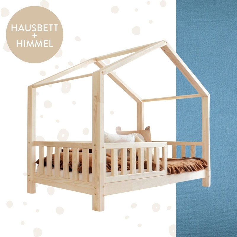 Hausbett Dekoset mit Himmel blau 90x200cm