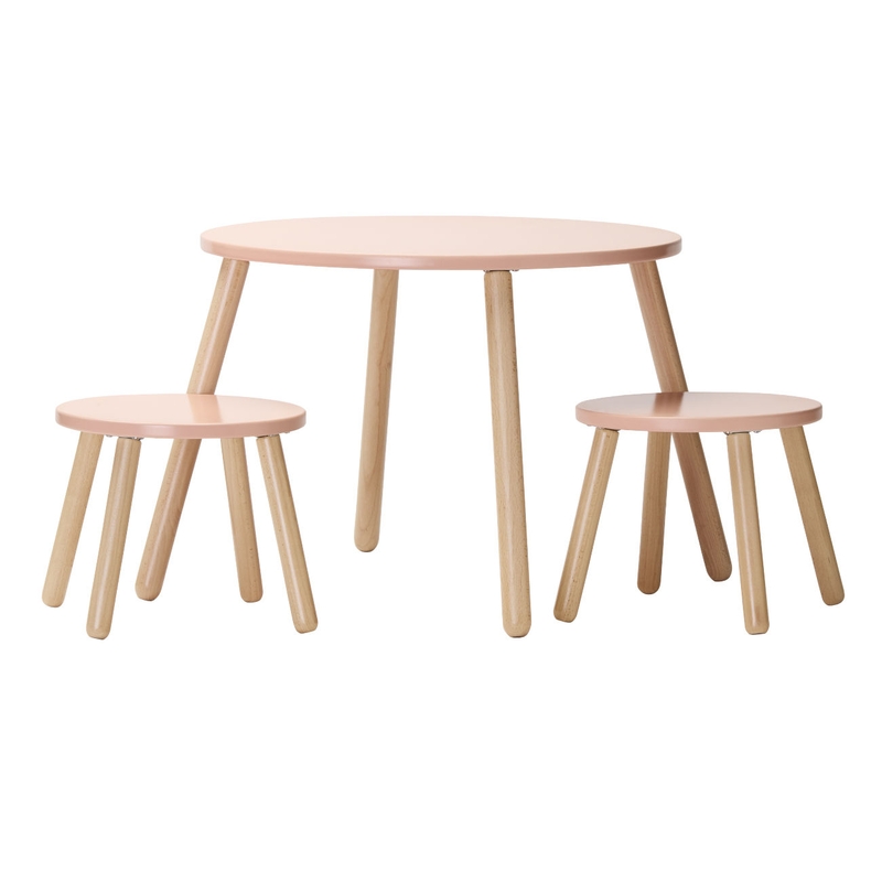 Kindertisch &amp; 2 Hocker Holz apricot kratzfest