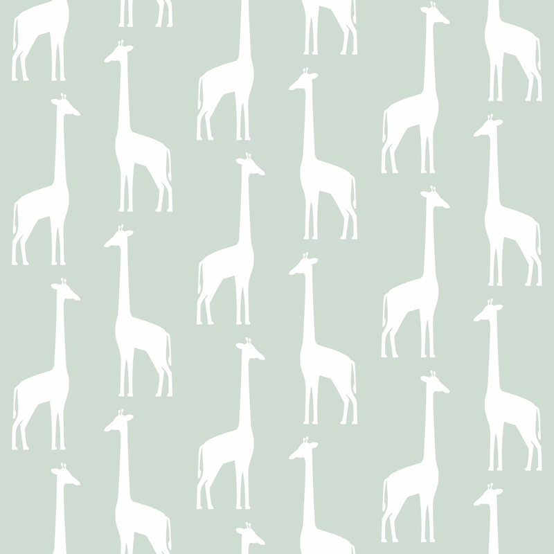 Vliestapete &#039;Giraffen&#039; mint/weiß